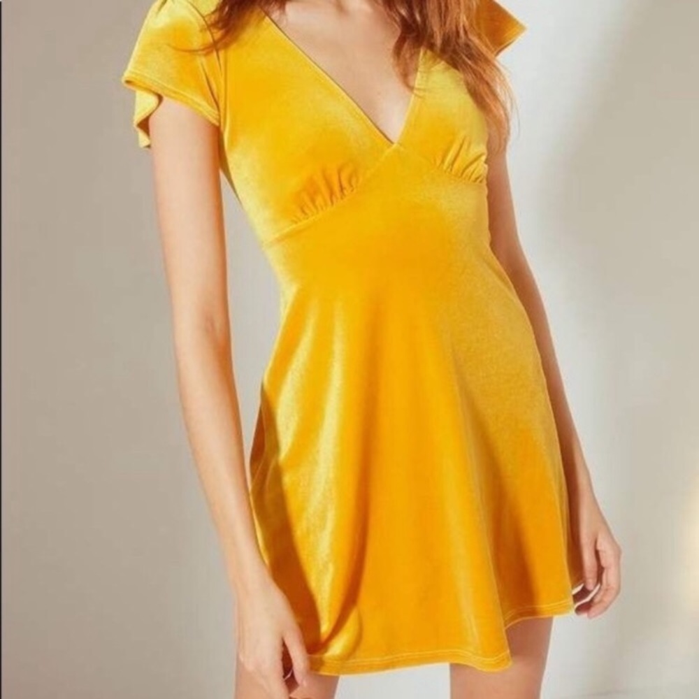 Urban Outfitters Millie Gold Velvet dress